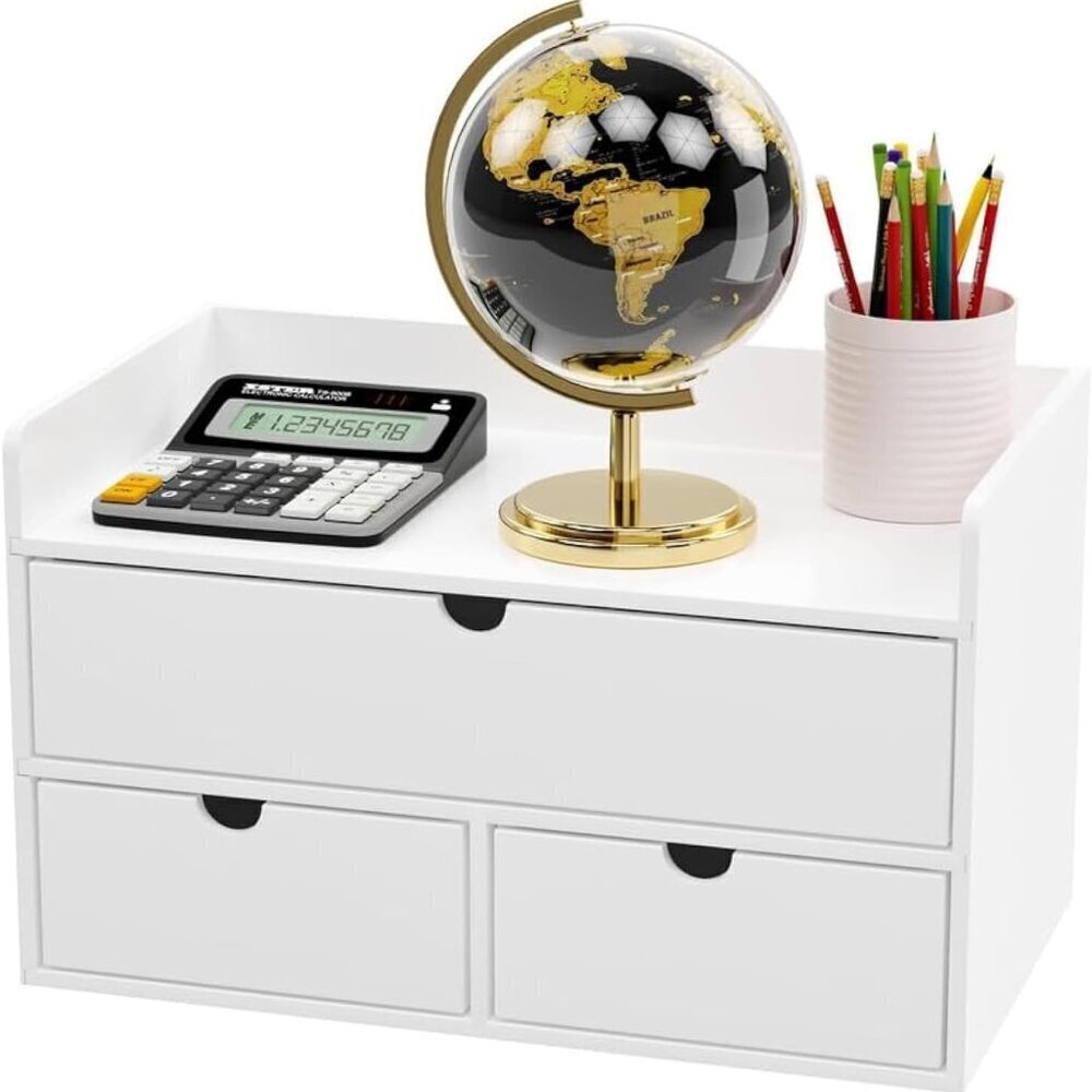 Bamboo Desk Organizer - Mini Bamboo Desk Drawer Tabletop Cosmetic Storage Organi